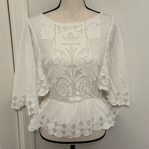 Express White Butterfly Sleeve Embroidered Top